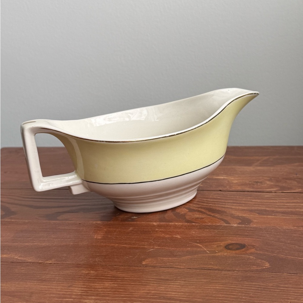 Vintage Gravy Boat Yellow Gold Porcelain England Made Johnson Bros MCM